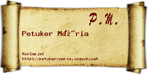 Petuker Mária névjegykártya